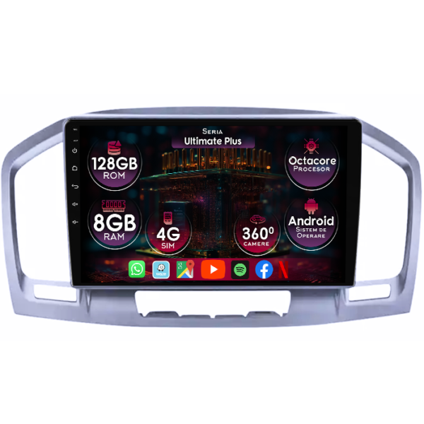 Navigatie dedicata Opel Insignia 2008-2013, 8GB RAM 128GB ROM, Octacore, Platforma 7862, Display 9" QLED, Carplay&Android Auto, Android 14, Ventilator Activ