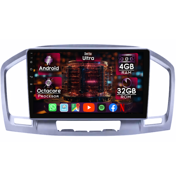 Navigatie dedicata Opel Insignia 2008-2013, 4GB RAM 32GB ROM, Octacore, Display 9" QLED, Carplay&Android Auto, Android 14, Ventilator Activ