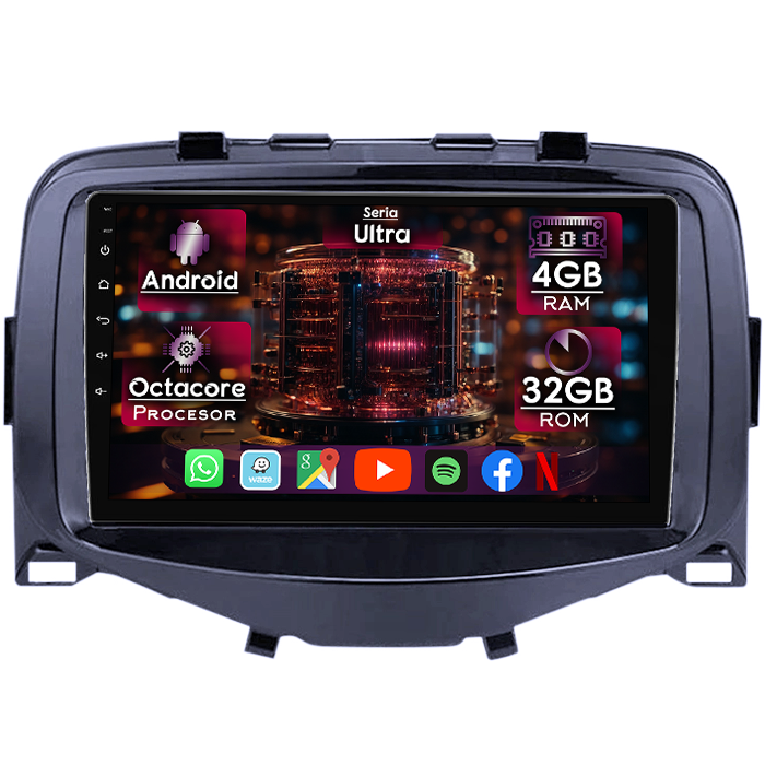 Navigatie dedicata Citroen C1 2016, 4GB RAM 32GB ROM, Octacore, Display 9" QLED 2K, Carplay&Android Auto, Android 14, Ventilator Activ - imagine 1