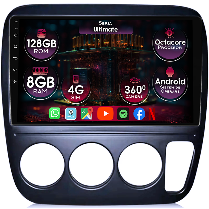 Navigatie dedicata Honda CR-V 1 1998, 8GB RAM 128GB ROM, Octacore, Platforma TS18, Display 9" QLED, Carplay&Android Auto, Android 14, Ventilator Activ - imagine 1