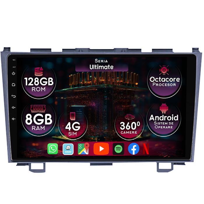 Navigatie dedicata Honda CR-V 3 2006-2012, 8GB RAM 128GB ROM, Octacore, Platforma TS18, Display 9" QLED, Carplay&Android Auto, Android 14, Ventilator Activ - imagine 1
