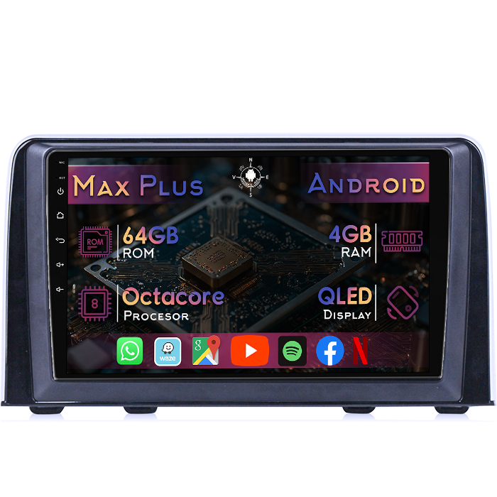 Navigatie dedicata Honda CR-V 5 2016-2018, 4GB RAM 64GB ROM, Octacore, Display 9" QLED, Carplay&Android Auto, Android 14, Suport camere AHD - imagine 1