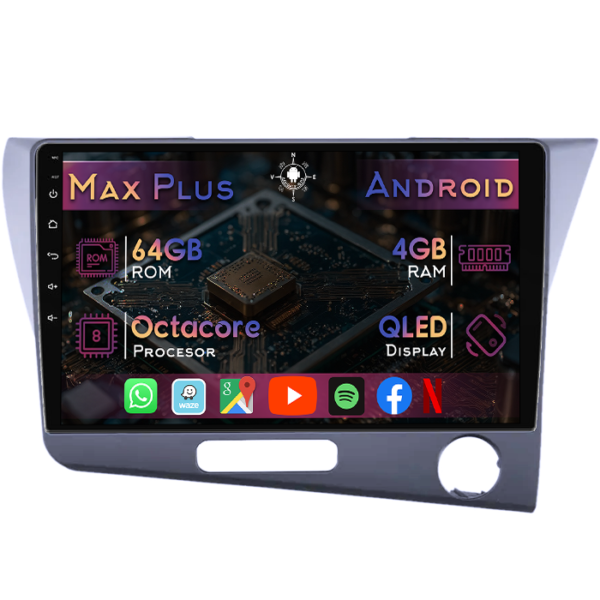 Navigatie dedicata Honda CR-Z, 4GB RAM 64GB ROM, Octacore, Display 9" QLED, Carplay&Android Auto, Android 14, Suport camere AHD