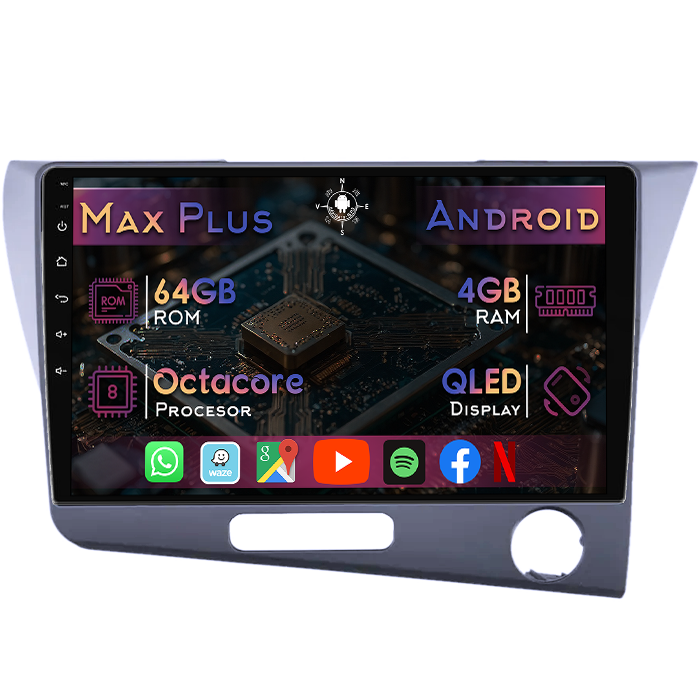 Navigatie dedicata Honda CR-Z, 4GB RAM 64GB ROM, Octacore, Display 9" QLED, Carplay&Android Auto, Android 14, Suport camere AHD - imagine 1