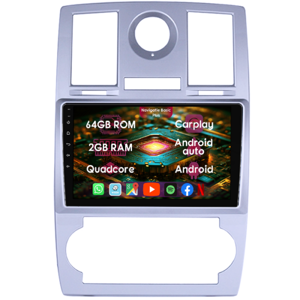 Navigatie dedicata Dodge Caliber 2007-2014, 2GB RAM 64GB ROM, Quad Core, Display 10" IPS Full HD, Carplay&Android Auto, Android 14, Suport camere AHD