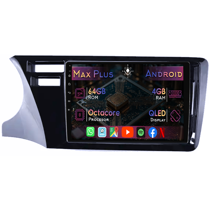 Navigatie dedicata Honda City 2014, 4GB RAM 32GB ROM, Octacore, Display 9" QLED 2K, Carplay&Android Auto, Android 14, Ventilator Activ - imagine 1