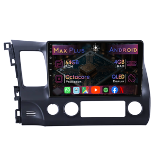 Navigatie dedicata Honda Civic 2006-2011, 4GB RAM 64GB ROM, Octacore, Display 10" QLED, Carplay&Android Auto, Android 14, Suport camere AHD - imagine 1