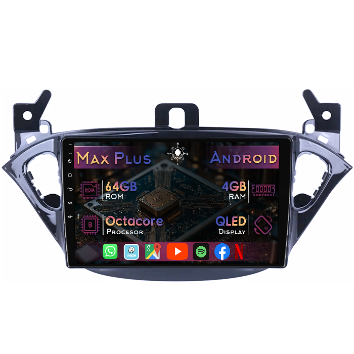 Navigatie dedicata Opel Corsa E 2014-2019, 4GB RAM 64GB ROM, Octacore, Display 9" QLED, Carplay&Android Auto, Android 14, Suport camere AHD - imagine 1