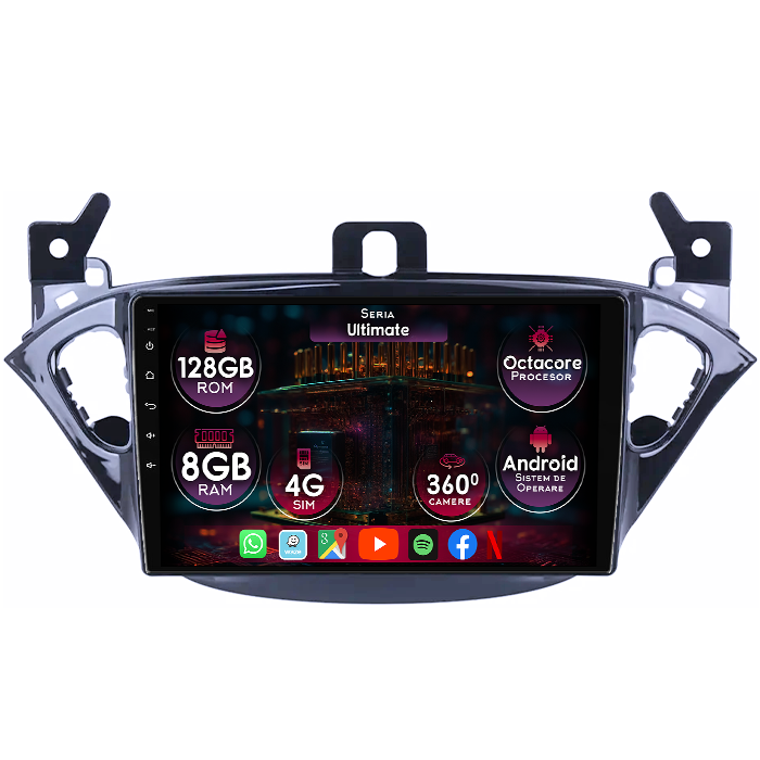 Navigatie dedicata Opel Corsa E 2014-2019, 8GB RAM 128GB ROM, Octacore, Platforma TS18, Display 9" QLED, Carplay&Android Auto, Android 14, Ventilator Activ - imagine 1