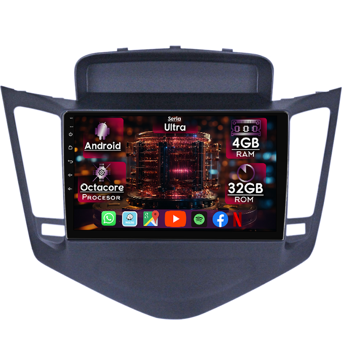 Navigatie dedicata Chevrolet Cruze 2008-2013, 4GB RAM 32GB ROM, Octacore, Display 9" QLED, Carplay&Android Auto, Android 14, Ventilator Activ - imagine 1