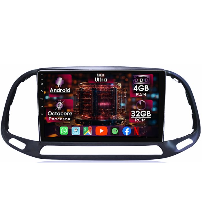 Navigatie dedicata Fiat Doblo 2015-2019, 4GB RAM 32GB ROM, Octacore, Display 9" QLED 2K, Carplay&Android Auto, Android 14, Ventilator Activ - imagine 1