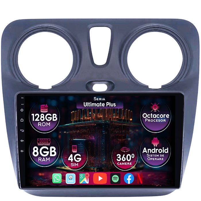 Navigatie dedicata Dacia Lodgy 2012+, 8GB RAM 128GB ROM, Octacore, Platforma 7862, Display 9" QLED, Carplay&Android Auto, Android 14, Ventilator Activ - imagine 1