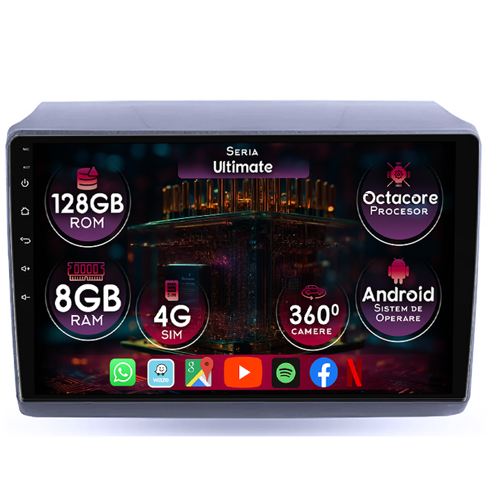 Navigatie dedicata Fiat Ducato 2006-2016, High, 8GB RAM 128GB ROM, Octacore, Platforma TS18, Display 9" QLED, Carplay&Android Auto, Android 14, Ventilator Activ - imagine 1