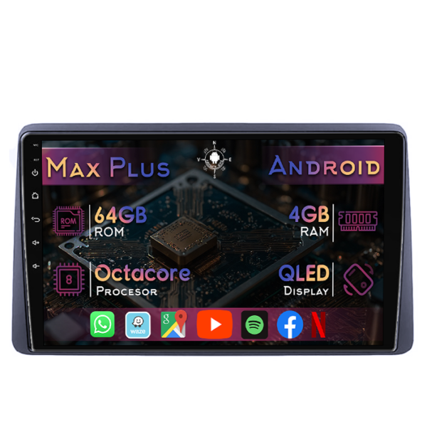 Navigatie dedicata Dacia Duster 2017-2021, 4GB RAM 64GB ROM, Octacore, Display 9" QLED, Carplay&Android Auto, Android 14, Suport camere AHD