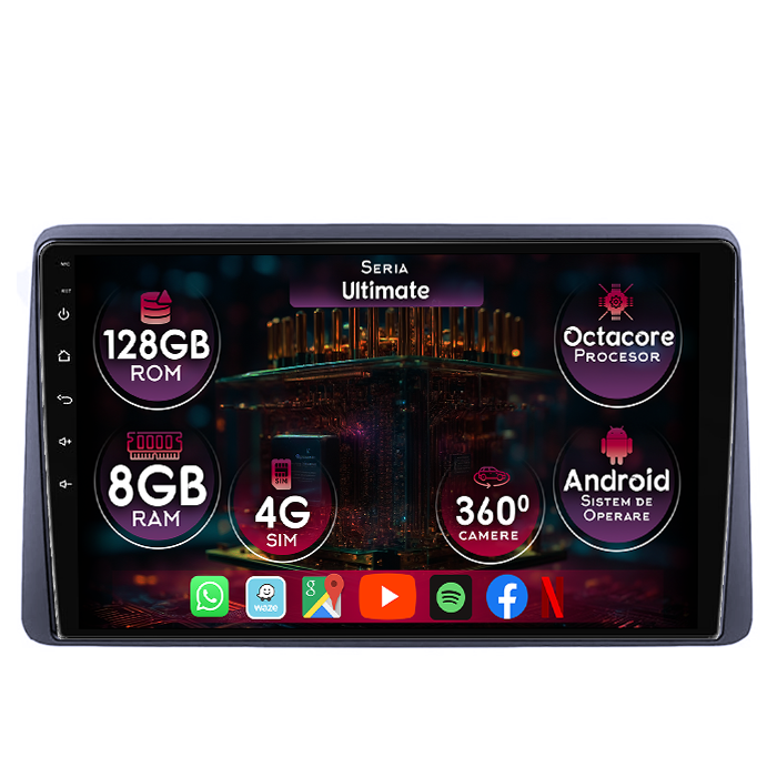 Navigatie dedicata Dacia Duster 2017-2021, 8GB RAM 128GB ROM, Octacore, Platforma TS18, Display 9" QLED, Carplay&Android Auto, Android 14, Ventilator Activ - imagine 1