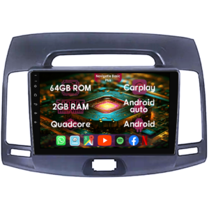 Navigatie dedicata Hyundai Elantra 2006-2011, 2GB RAM 64GB ROM, Quad Core, Display 9" IPS Full HD, Carplay&Android Auto, Android 14, Suport camere AHD - imagine 1