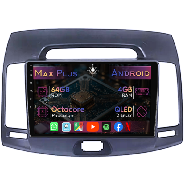 Navigatie dedicata Hyundai Elantra 2006-2011, 4GB RAM 64GB ROM, Octacore, Display 9" QLED, Carplay&Android Auto, Android 14, Suport camere AHD