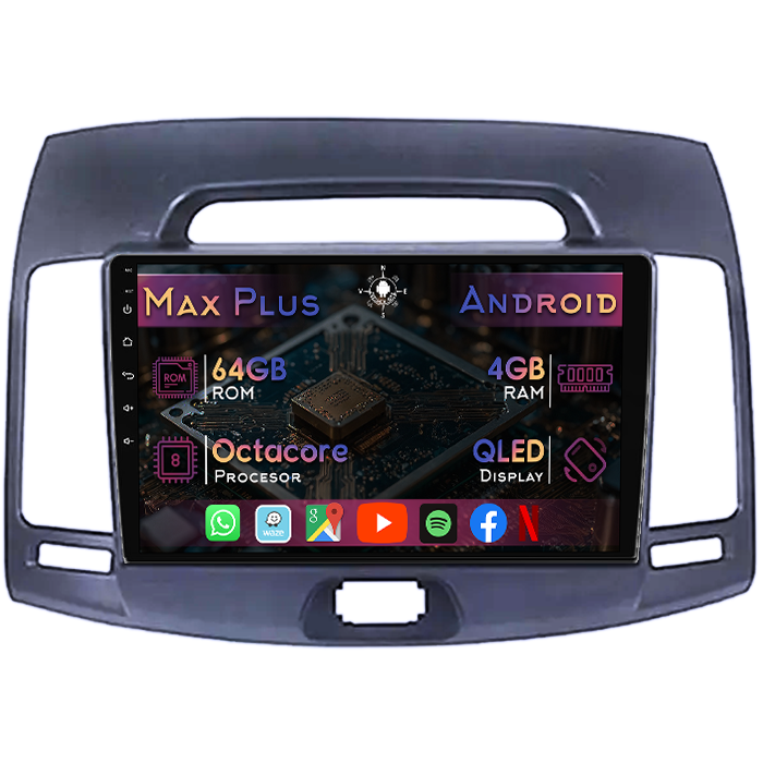 Navigatie dedicata Hyundai Elantra 2006-2011, 4GB RAM 64GB ROM, Octacore, Display 9" QLED, Carplay&Android Auto, Android 14, Suport camere AHD - imagine 1