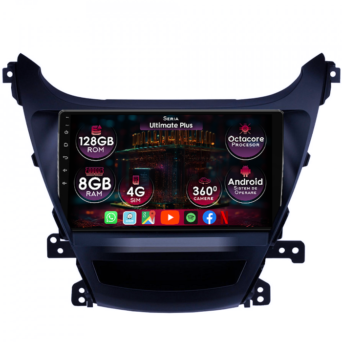 Navigatie dedicata Hyundai Elantra 2014-2016, 8GB RAM 128GB ROM, Octacore, Platforma 7862, Display 9" QLED 2K, Carplay&Android Auto, Android 14, Ventilator Activ - imagine 1