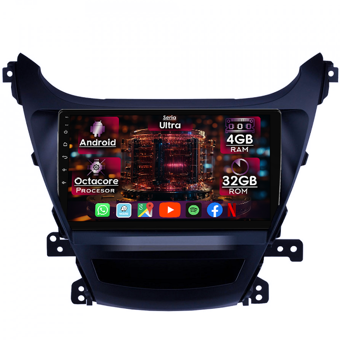 Navigatie dedicata Hyundai Elantra 2014-2016, 4GB RAM 32GB ROM, Octacore, Display 9" QLED 2K, Carplay&Android Auto, Android 14, Ventilator Activ - imagine 1