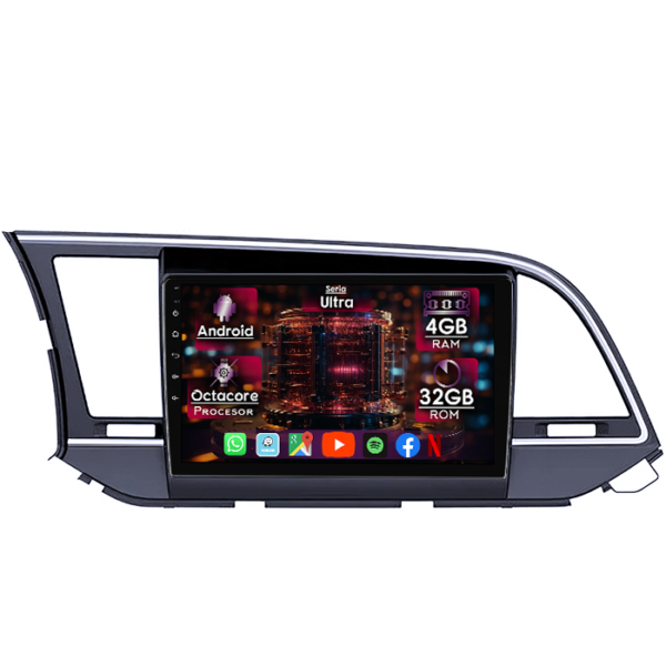 Navigatie dedicata Hyundai Elantra 2016-2020, 4GB RAM 32GB ROM, Octacore, Display 9" QLED, Carplay&Android Auto, Android 14, Ventilator Activ