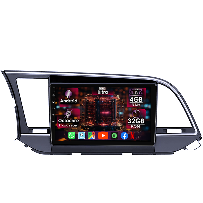 Navigatie dedicata Hyundai Elantra 2016-2020, 4GB RAM 32GB ROM, Octacore, Display 9" QLED 2K, Carplay&Android Auto, Android 14, Ventilator Activ - imagine 1
