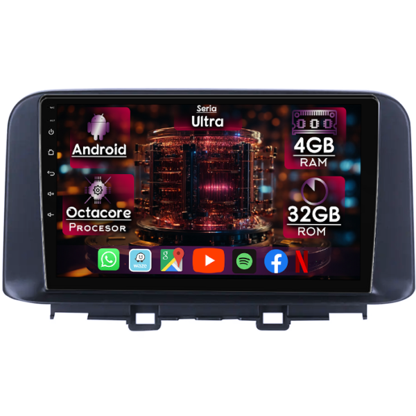Navigatie dedicata Hyundai Encino 2018-2020, 4GB RAM 32GB ROM, Octacore, Display 9" QLED, Carplay&Android Auto, Android 14, Ventilator Activ