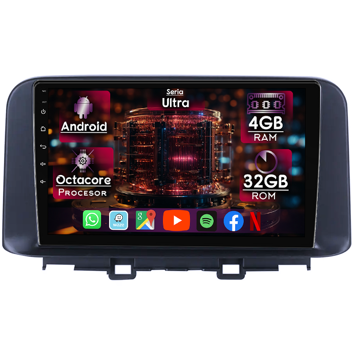 Navigatie dedicata Hyundai Encino 2018-2020, 4GB RAM 32GB ROM, Octacore, Display 9" QLED 2K, Carplay&Android Auto, Android 14, Ventilator Activ - imagine 1
