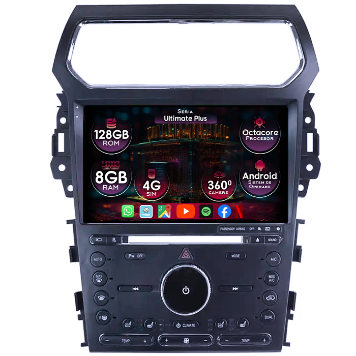 Navigatie dedicata Ford Explorer 2011-2019, 8GB RAM 128GB ROM, Octacore, Platforma 7862, Display 10" QLED 2K, Carplay&Android Auto, Android 14, Ventilator Activ - imagine 1
