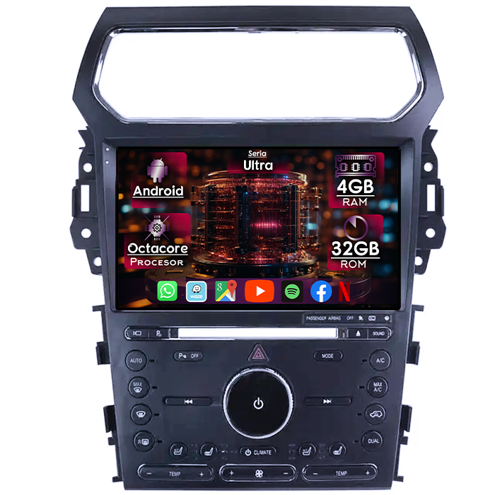 Navigatie dedicata Ford Explorer 2011-2019, 4GB RAM 32GB ROM, Octacore, Display 10" QLED, Carplay&Android Auto, Android 14, Ventilator Activ - imagine 1
