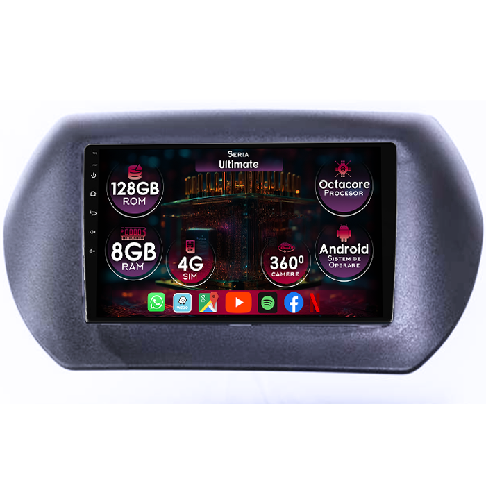 Navigatie dedicata Fiat Fiorino 2008, 8GB RAM 128GB ROM, Octacore, Platforma TS18, Display 10" QLED, Carplay&Android Auto, Android 14, Ventilator Activ - imagine 1