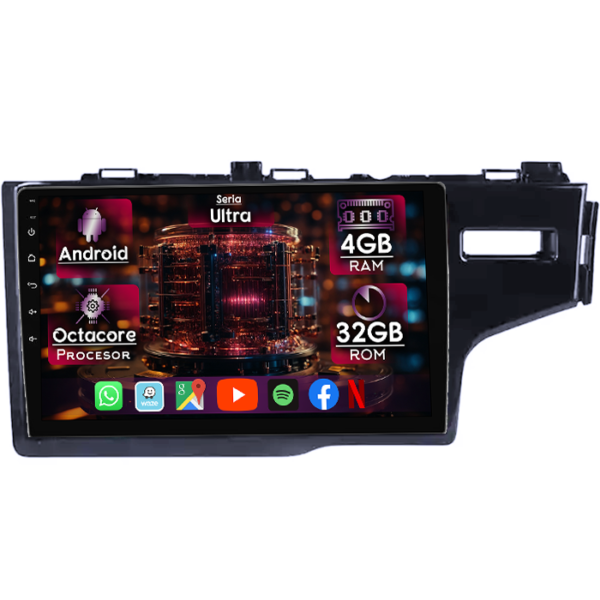 Navigatie dedicata Honda Fit 2014, 4GB RAM 32GB ROM, Octacore, Display 10" QLED, Carplay&Android Auto, Android 14, Ventilator Activ