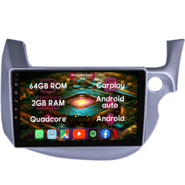 Navigatie dedicata Honda Fit/Jazz 2008-2013, 2GB RAM 64GB ROM, Quad Core, Display 10" IPS Full HD, Carplay&Android Auto, Android 14, Suport camere AHD