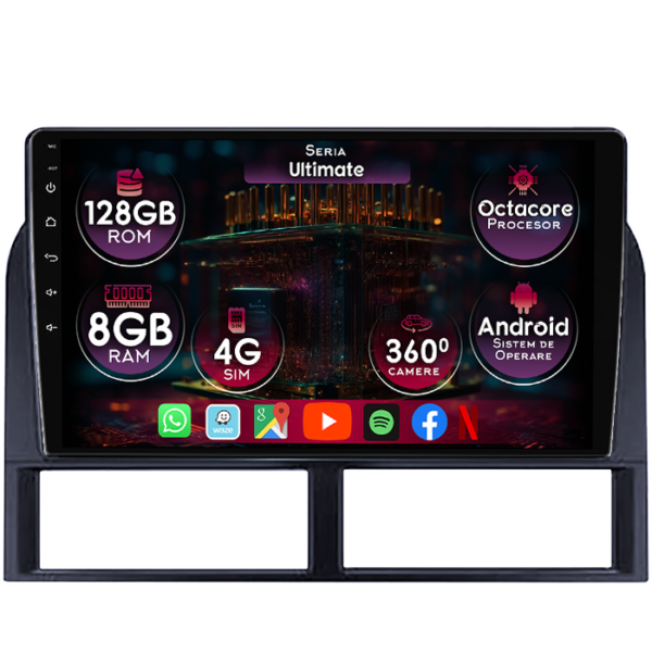 Navigatie dedicata Jeep Grand Cherokee 1999-2005, 8GB RAM 128GB ROM, Octacore, Platforma TS18, Display 9" QLED, Carplay&Android Auto, Android 14, Ventilator Activ