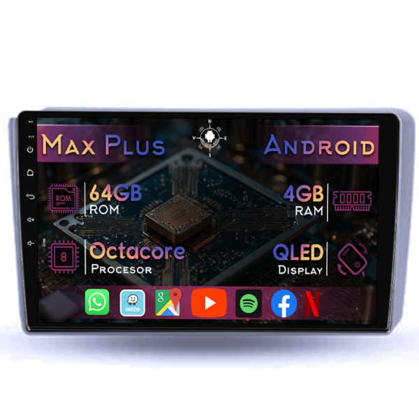 Navigatie dedicata Hyundai Getz 2004-2006, 4GB RAM 64GB ROM, Octacore, Display 9" QLED, Carplay&Android Auto, Android 14, Suport camere AHD