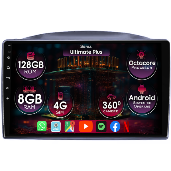 Navigatie dedicata Jeep Grand Cherokee 2004-2007, 8GB RAM 128GB ROM, Octacore, Platforma 7862, Display 10" QLED, Carplay&Android Auto, Android 14, Ventilator Activ