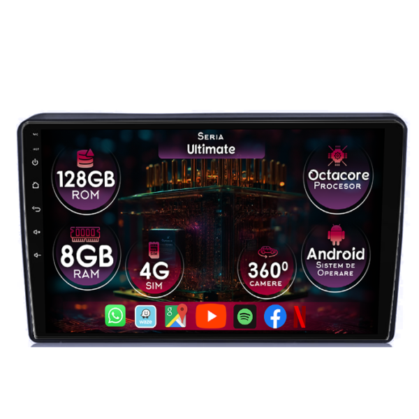 Navigatie dedicata Hyundai H1 2007-2015, 8GB RAM 128GB ROM, Octacore, Platforma TS18, Display 9" QLED, Carplay&Android Auto, Android 14, Ventilator Activ