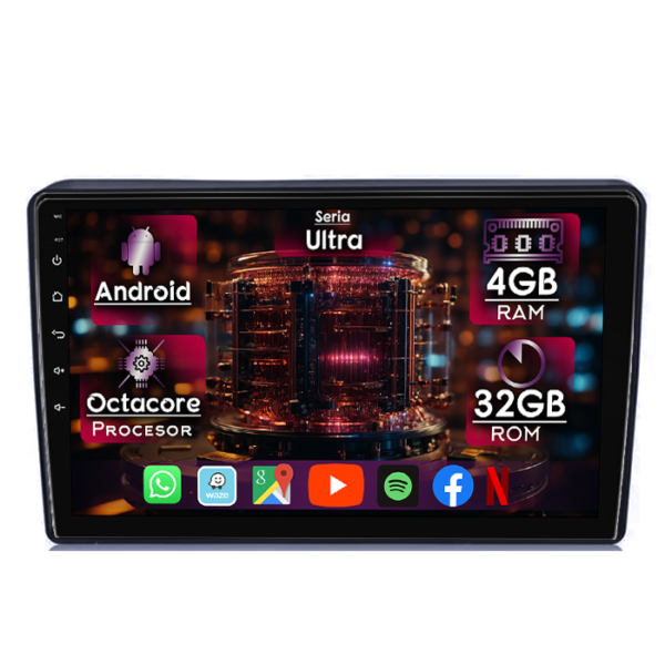 Navigatie dedicata Hyundai H1 2007-2015, 4GB RAM 32GB ROM, Octacore, Display 9" QLED, Carplay&Android Auto, Android 14, Ventilator Activ