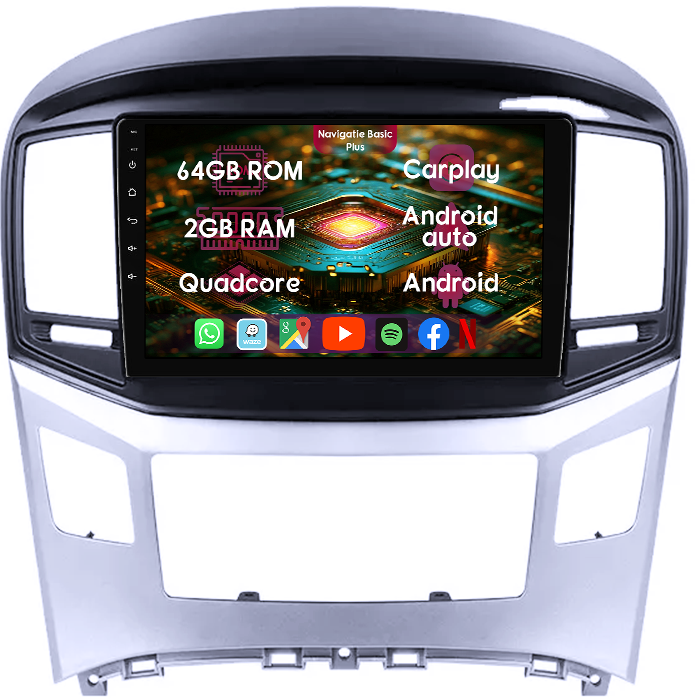 Navigatie dedicata Hyundai H1 2017-2018, 2GB RAM 64GB ROM, Quad Core, Display 9" IPS Full HD, Carplay&Android Auto, Android 14, Suport camere AHD - imagine 1