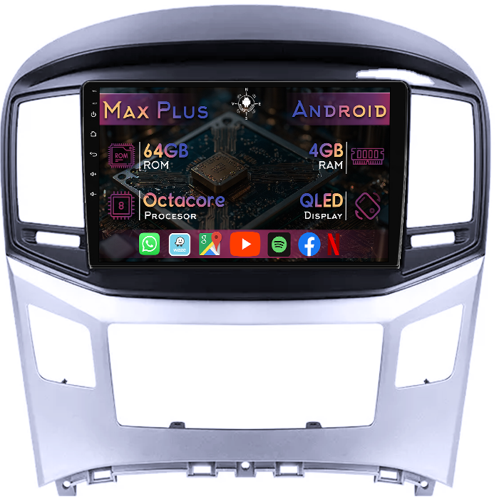 Navigatie dedicata Hyundai H1 2017-2018, 4GB RAM 64GB ROM, Octacore, Display 9" QLED, Carplay&Android Auto, Android 14, Suport camere AHD - imagine 1
