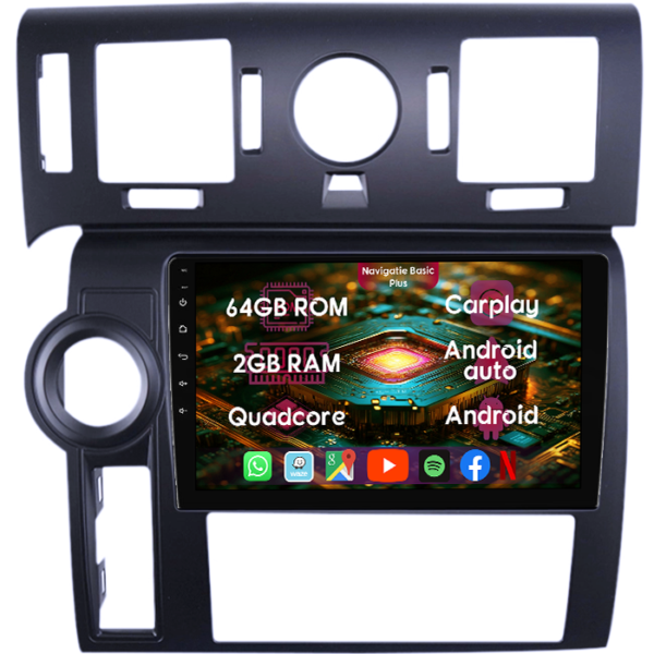 Navigatie dedicata Hummer H2 2007-2009, 2GB RAM 64GB ROM, Quad Core, Display 9" IPS Full HD, Carplay&Android Auto, Android 14, Suport camere AHD