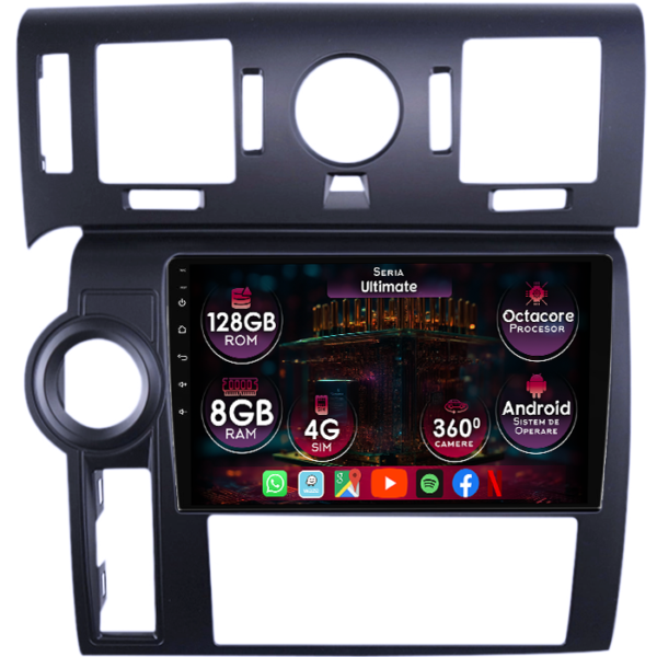 Navigatie dedicata Hummer H2 2007-2009, 8GB RAM 128GB ROM, Octacore, Platforma TS18, Display 9" QLED, Carplay&Android Auto, Android 14, Ventilator Activ