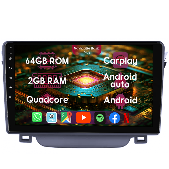 Navigatie dedicata Hyundai I30 2011-2015, 2GB RAM 64GB ROM, Quad Core, Display 9" IPS Full HD, Carplay&Android Auto, Android 14, Suport camere AHD - imagine 1