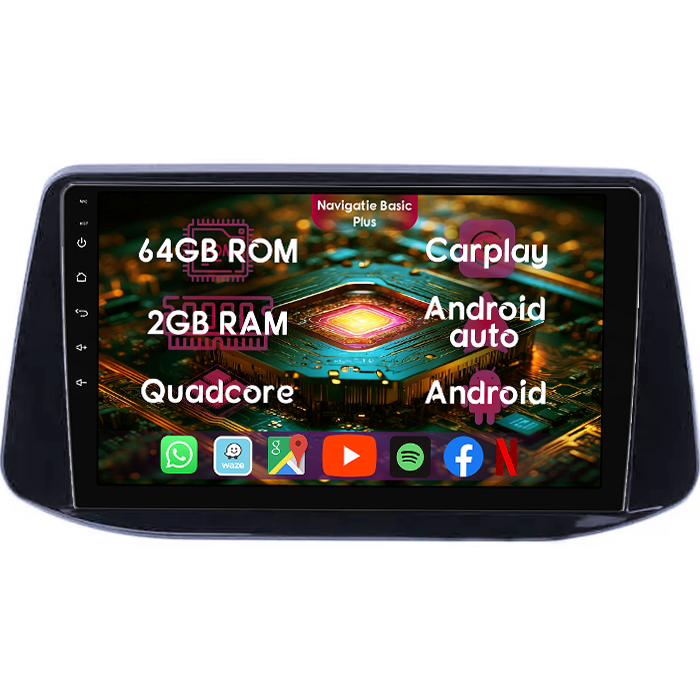 Navigatie dedicata Hyundai I30 2018, 2GB RAM 64GB ROM, Quad Core, Display 9" IPS Full HD, Carplay&Android Auto, Android 14, Suport camere AHD - imagine 1