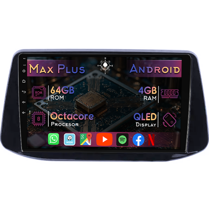 Navigatie dedicata Hyundai I30 2018, 4GB RAM 64GB ROM, Octacore, Display 9" QLED, Carplay&Android Auto, Android 14, Suport camere AHD - imagine 1
