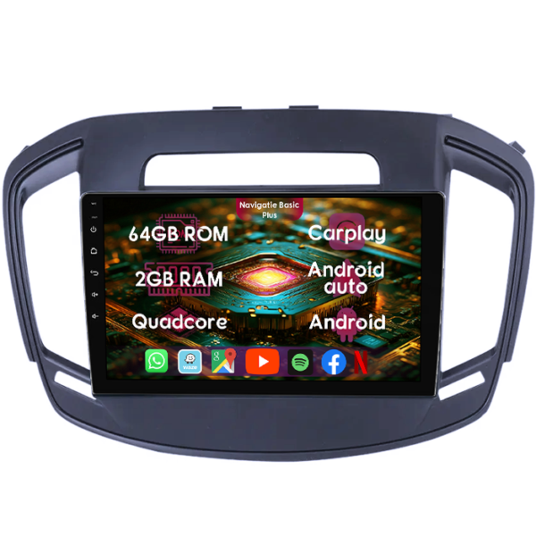 Navigatie dedicata Opel Insignia 2013-2017, 2GB RAM 64GB ROM, Quad Core, Display 9" IPS Full HD, Carplay&Android Auto, Android 14, Suport camere AHD