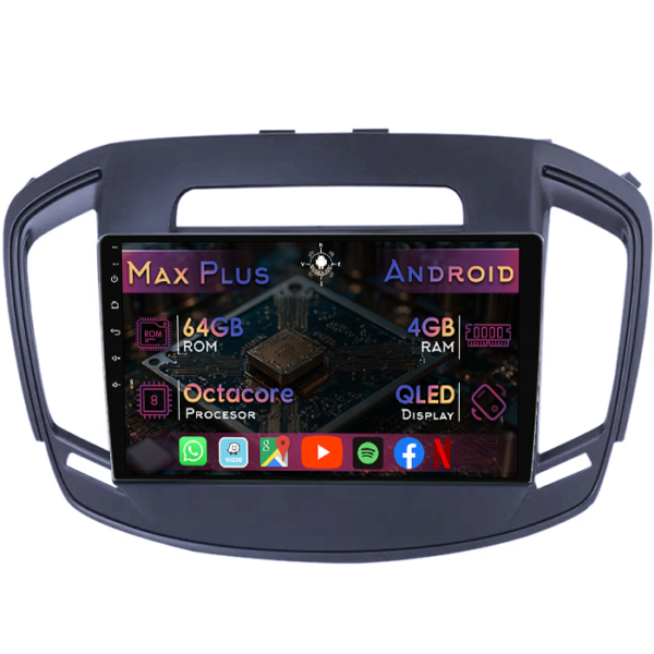 Navigatie dedicata Opel Insignia 2013-2017, 4GB RAM 64GB ROM, Octacore, Display 9" QLED, Carplay&Android Auto, Android 14, Suport camere AHD