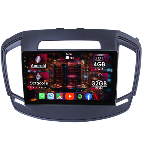 Navigatie dedicata Opel Insignia 2013-2017, 4GB RAM 32GB ROM, Octacore, Display 9" QLED, Carplay&Android Auto, Android 14, Ventilator Activ