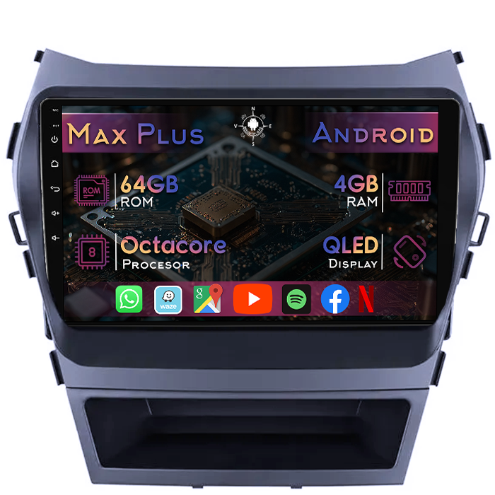 Navigatie dedicata Hyundai IX45 2013-2017, 4GB RAM 64GB ROM, Octacore, Display 9" QLED, Carplay&Android Auto, Android 14, Suport camere AHD - imagine 1