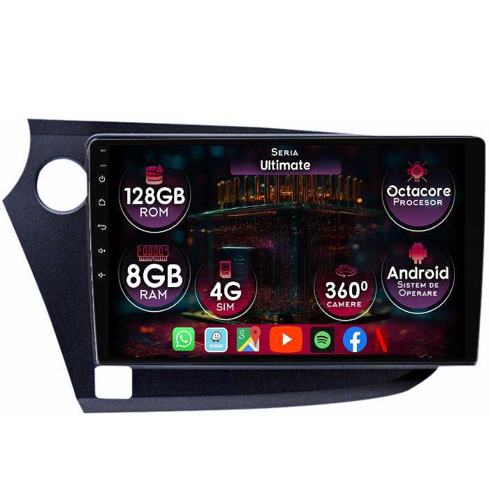 Navigatie dedicata Honda Insight 2009-2014, 8GB RAM 128GB ROM, Octacore, Platforma TS18, Display 9" QLED, Carplay&Android Auto, Android 14, Ventilator Activ - imagine 1